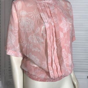 Vintage Pink Sheer Chiffon Pullover Slouchy Blouse‎ Size 18